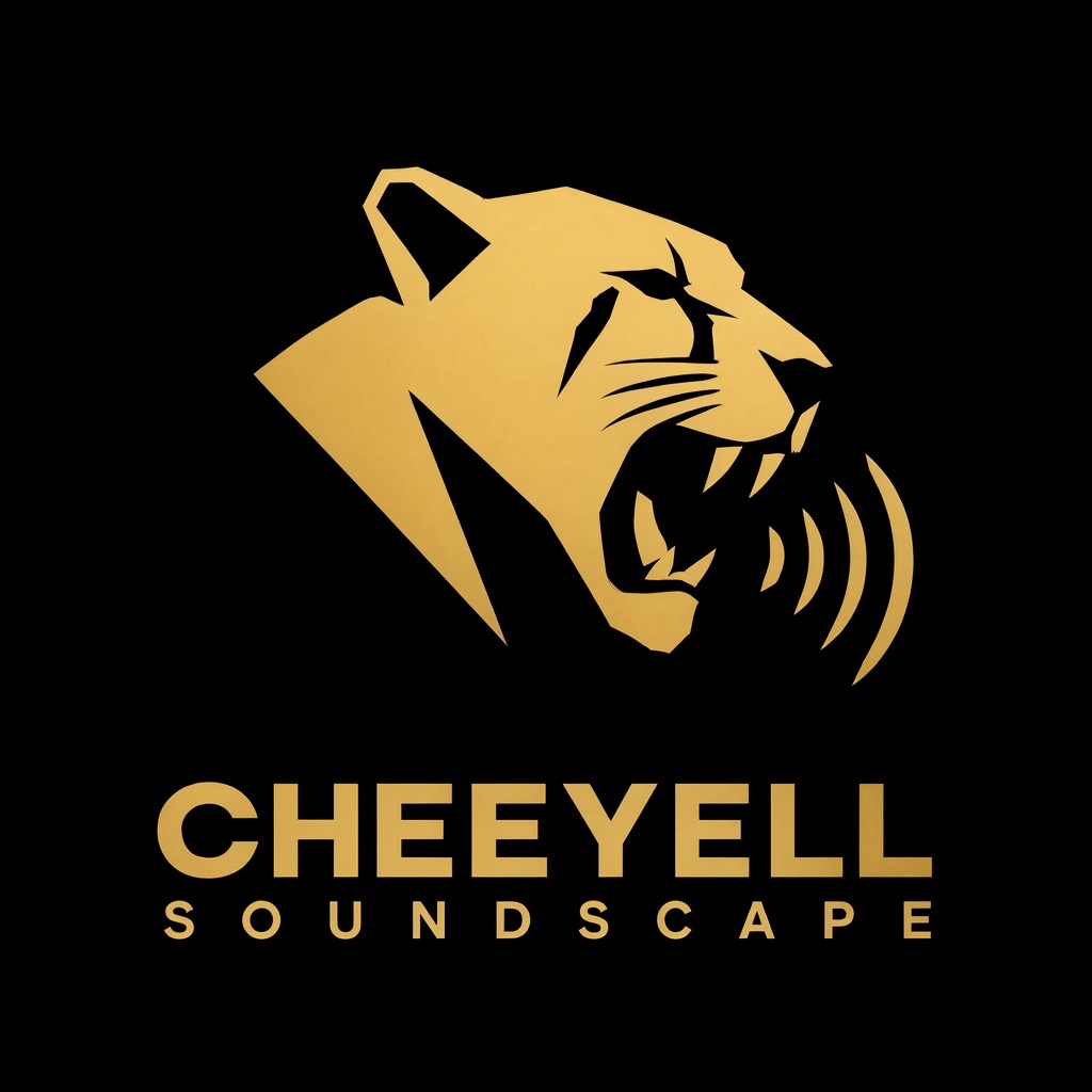 Cheeyell Soundscape logo: a colorful cheetah singing into a gold microphone amid paint splashes and music notes